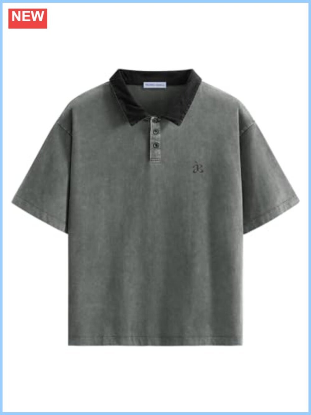 Oversized Washed Polo T Shirt 100% Cotton Vintage Y2K Unisex Heavyweight Tee
